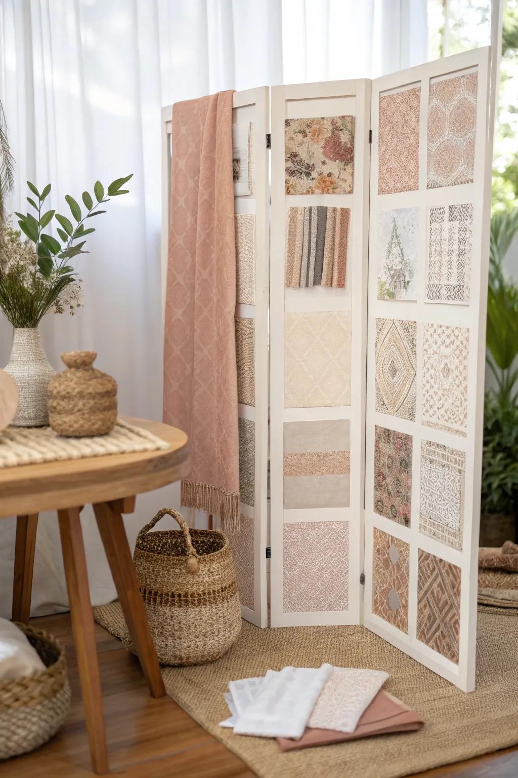 Explore the tactile beauty of fabric in creative displays. Embrace warmth and simplicity with a touch of Boho flair.