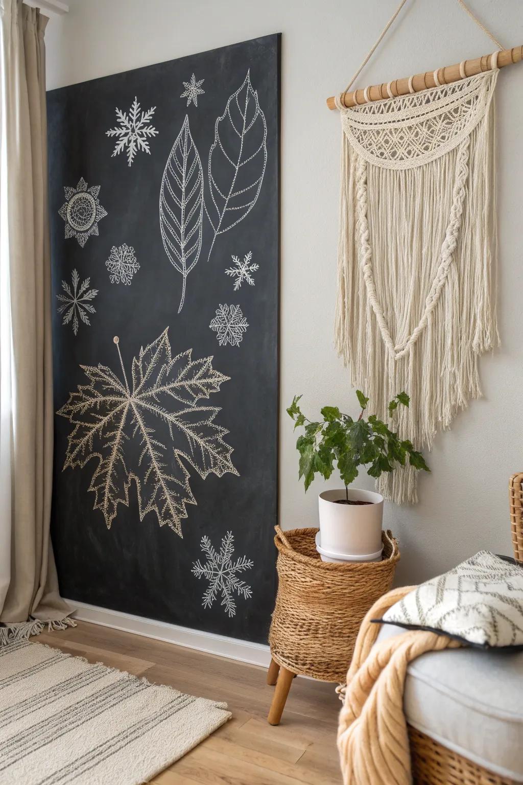 Elevate your space with seasonal chalkboard vinyl art—where minimalist elegance meets nature's beauty.