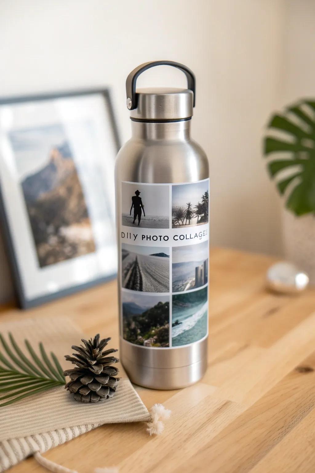 Capture your adventures in a bottle: A minimalist photo collage for a touch of personal charm.