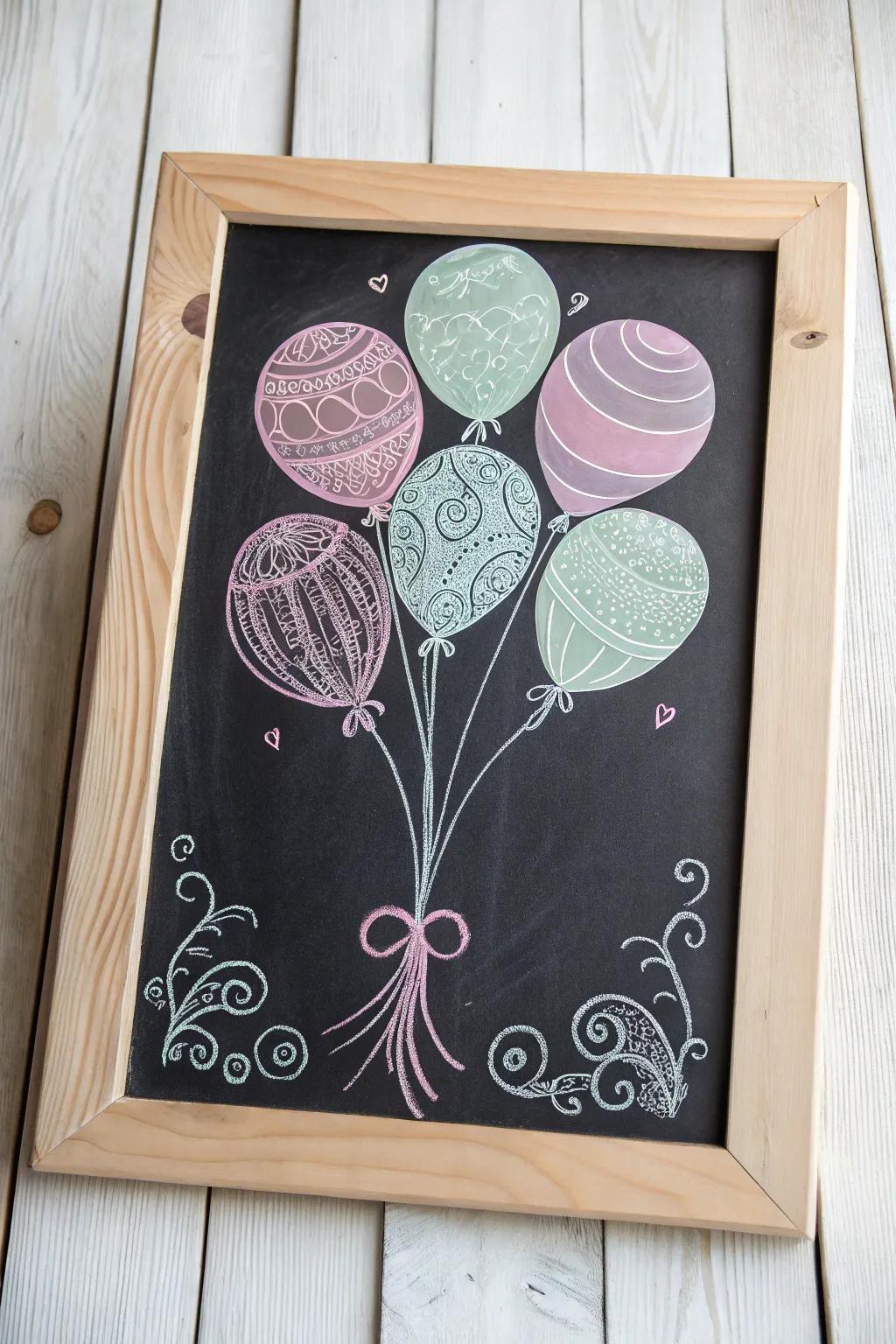 Whisked Away in a Dream: A whimsical chalk creation to inspire playful imaginations.