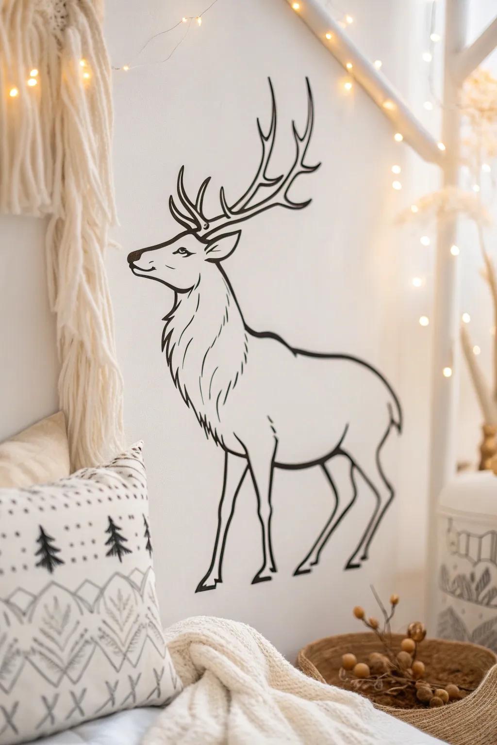 Embrace the magic of simplicity with this elegant reindeer ready for its Christmas journey.