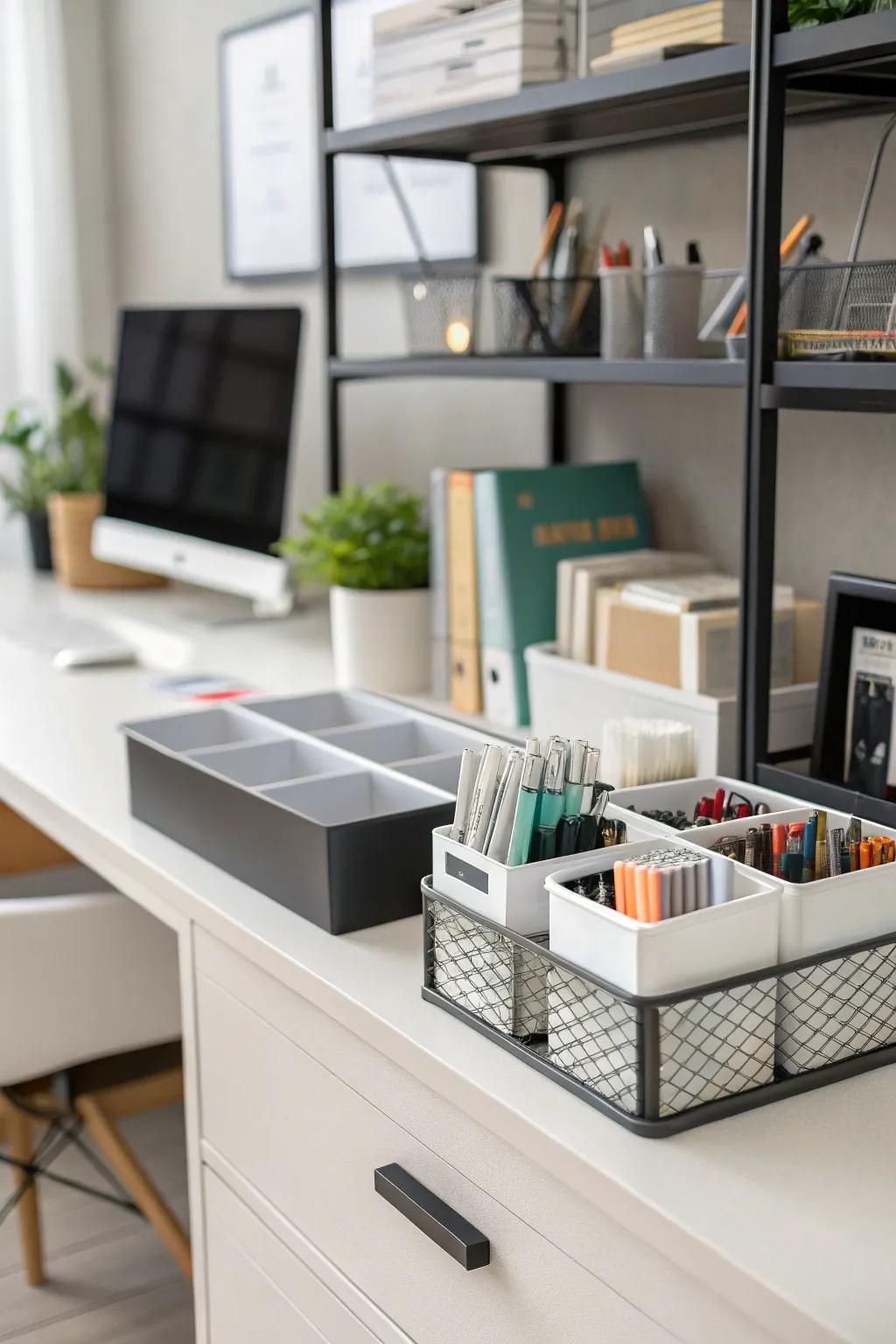 Stylish storage solutions that keep your desk tidy and chic.