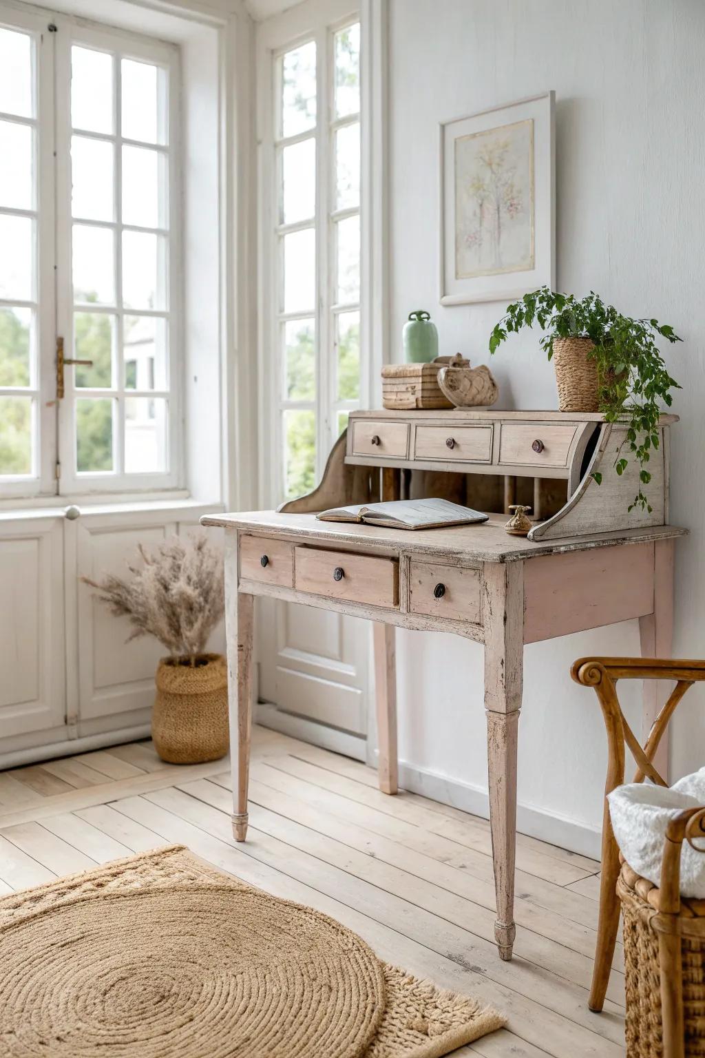 Distressed Delight: Embrace the beauty of a lived-in look with antique charm.