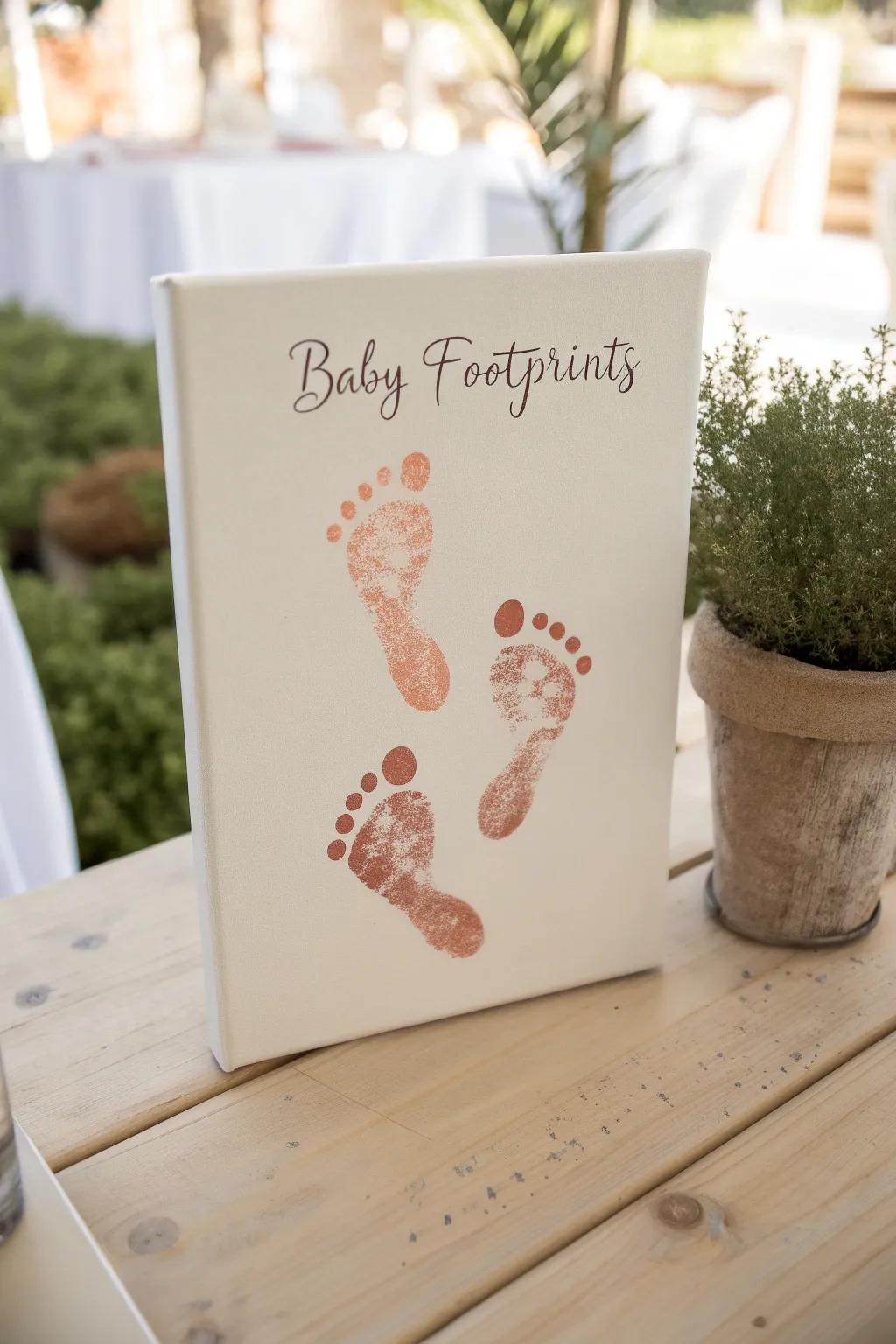 Capture the beauty of tiny footprints paired with heartfelt words, perfect for a minimalist and meaningful keepsake.