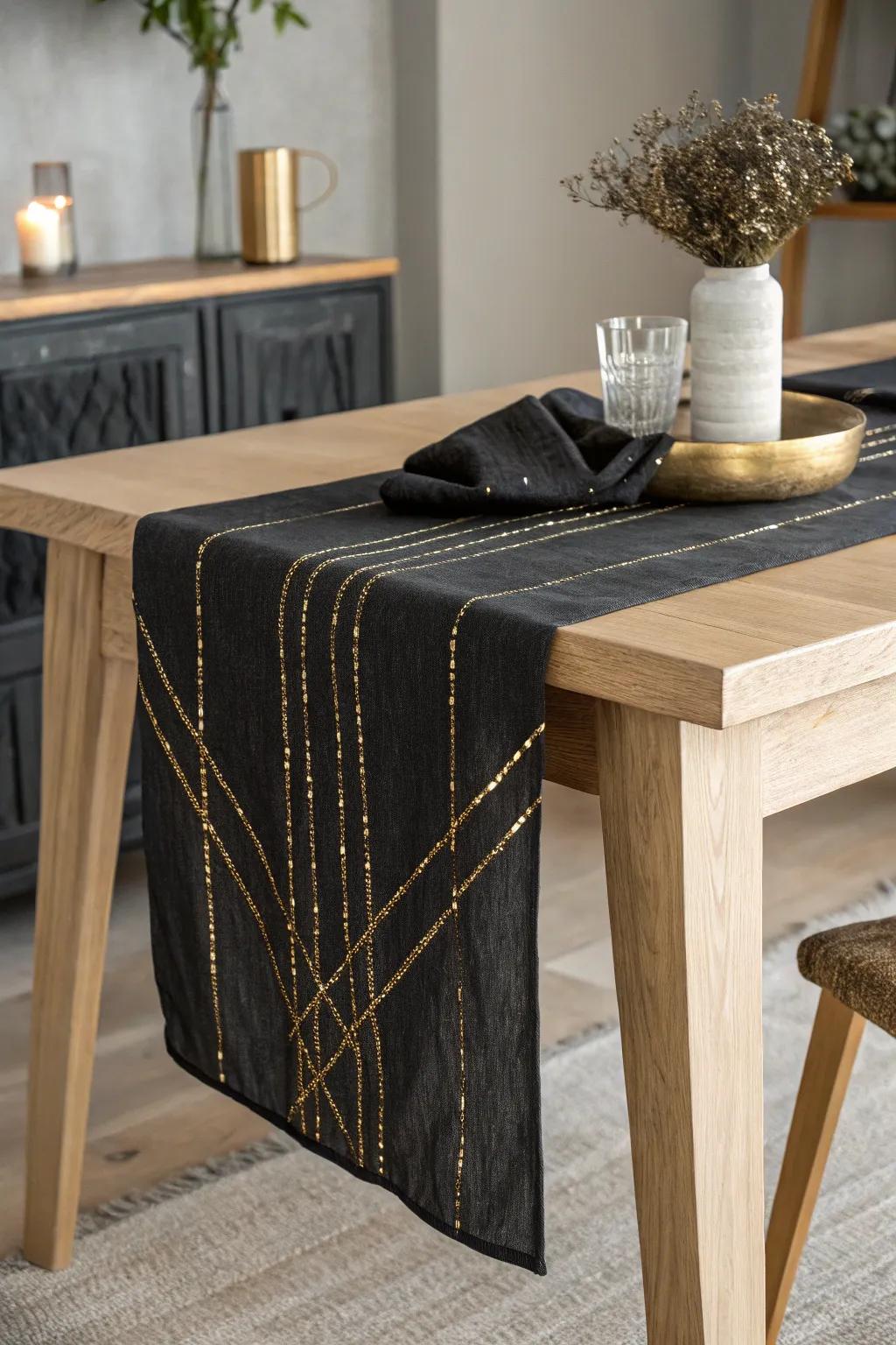 Elevate your dining experience with a touch of black and gold sophistication.