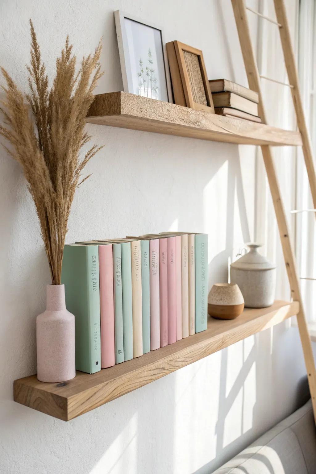 Elevate your small space with a touch of elegance using wall-mounted book ledges. Perfect for showcasing your favorite reads!