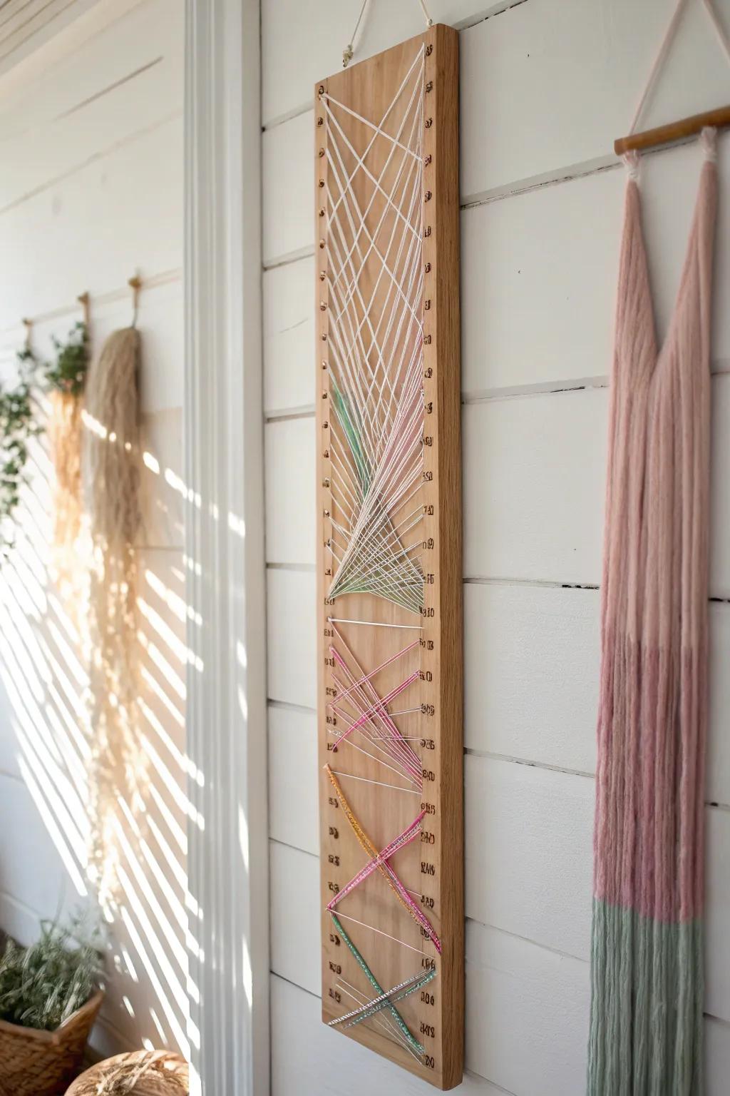 Transform your child's growth journey into a piece of art with this exquisite string art growth chart.