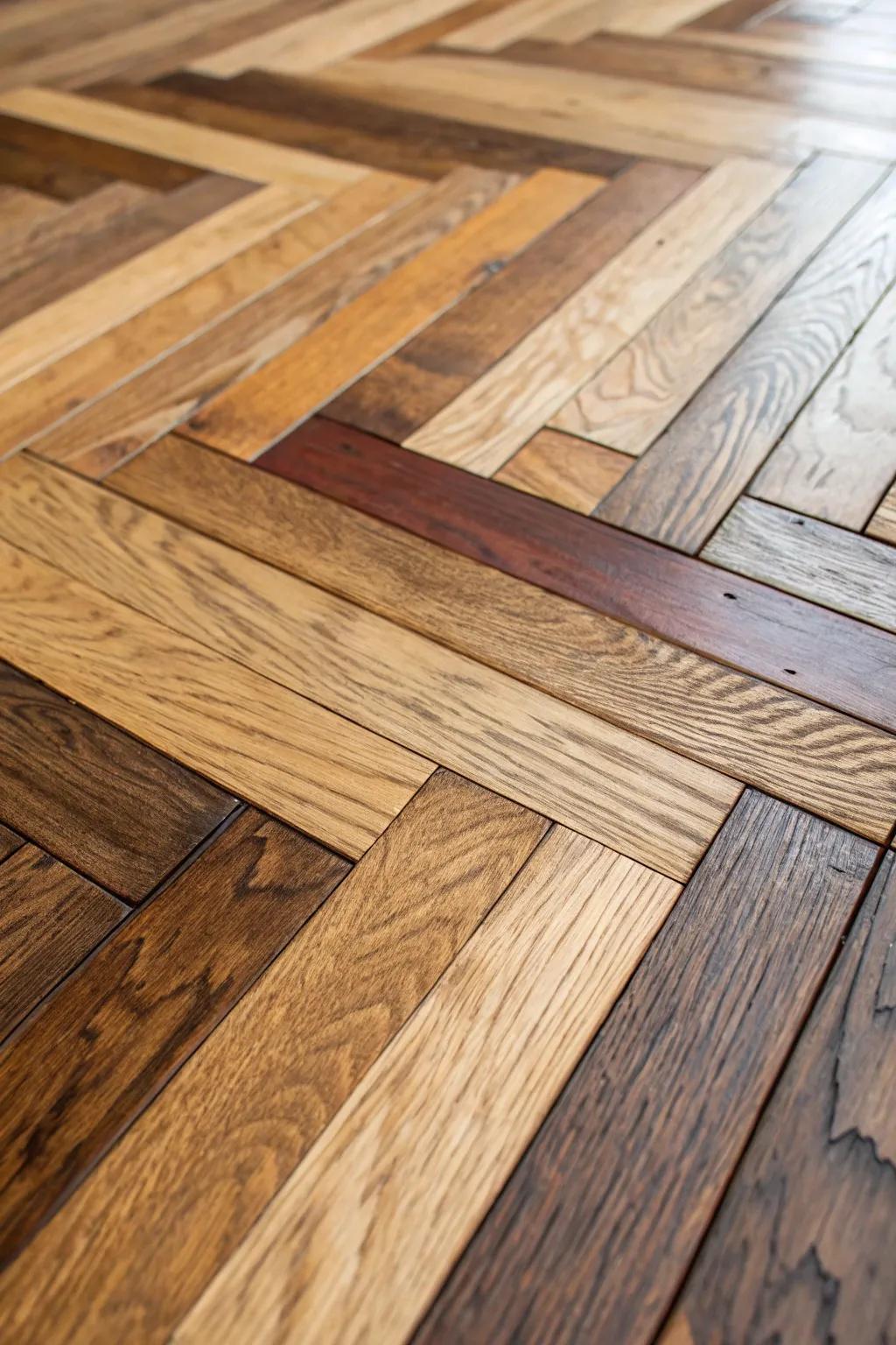 Elevate your space with the art of mixed wood textures. Embrace the allure of diversity underfoot.