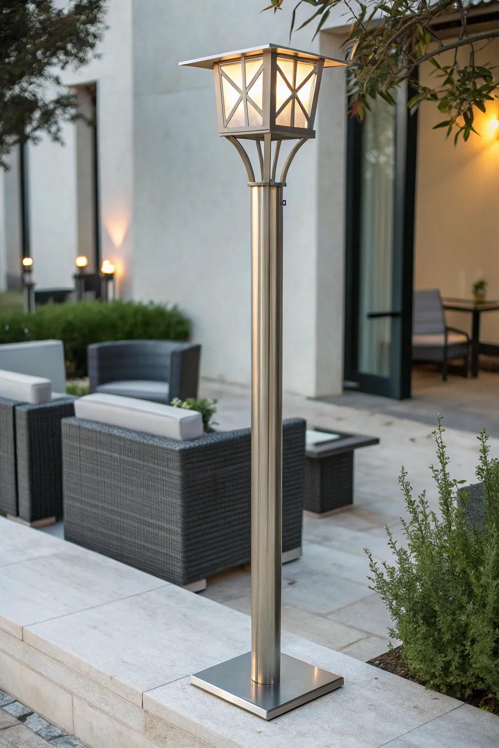 Illuminate your outdoor space with modern metal minimalism.