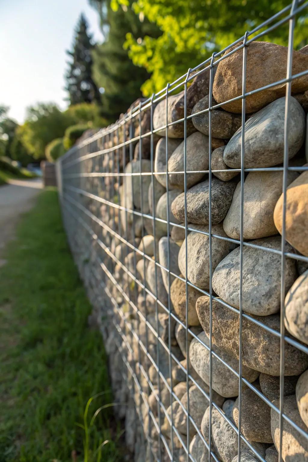 Elevate your space with the rugged elegance of a gabion wall fence.