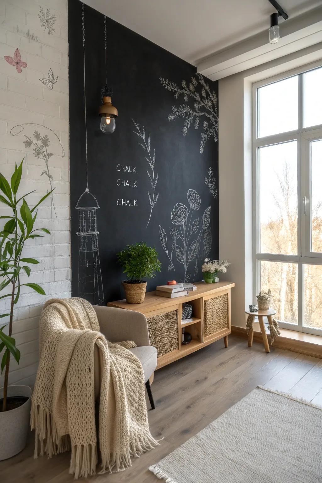 Transform your space with a touch of creativity and elegance—your own personalized chalkboard wall.