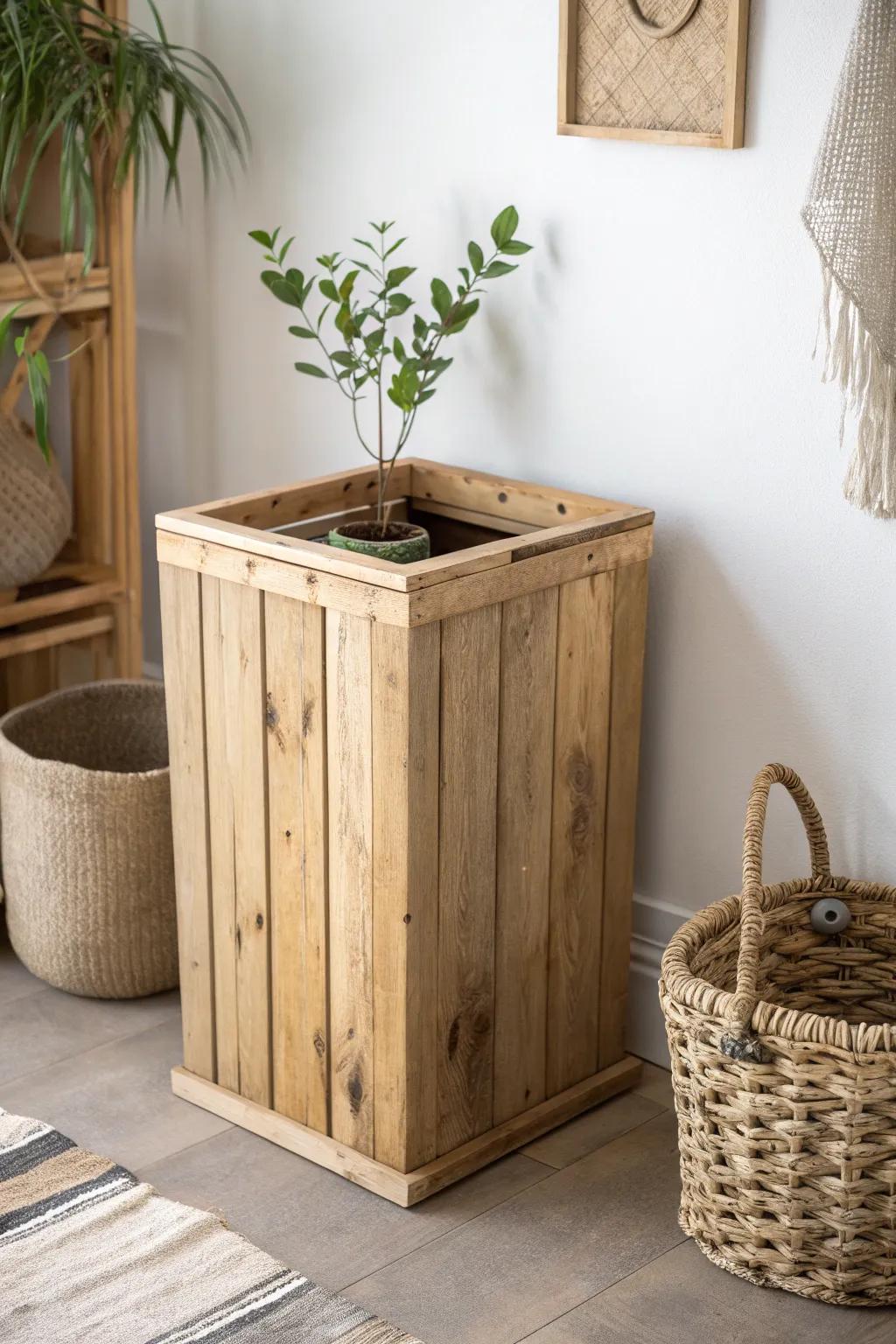 Elevate your recycling game with a touch of rustic charm.