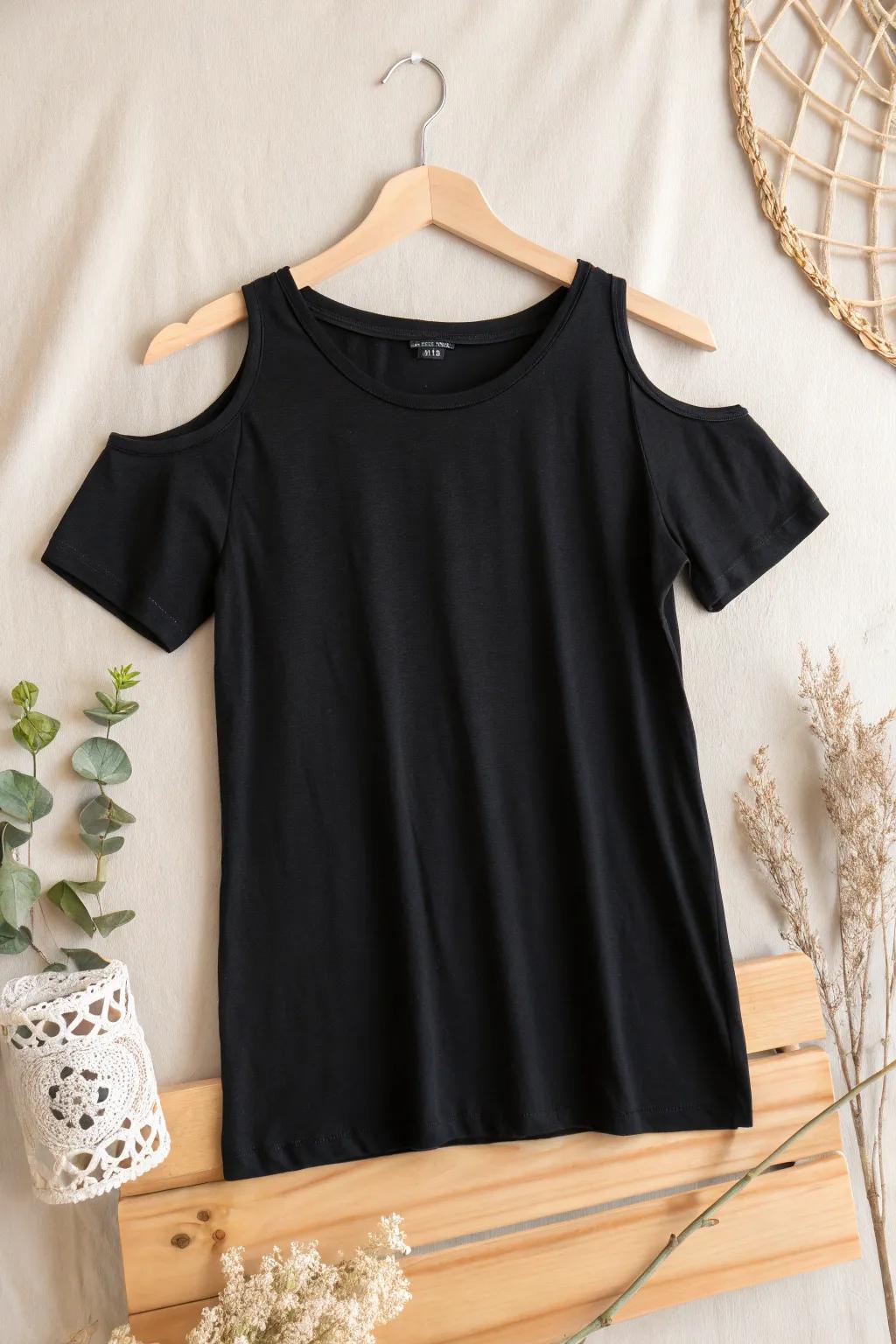 Elevate your style with a touch of edge—DIY cold shoulder t-shirt magic!