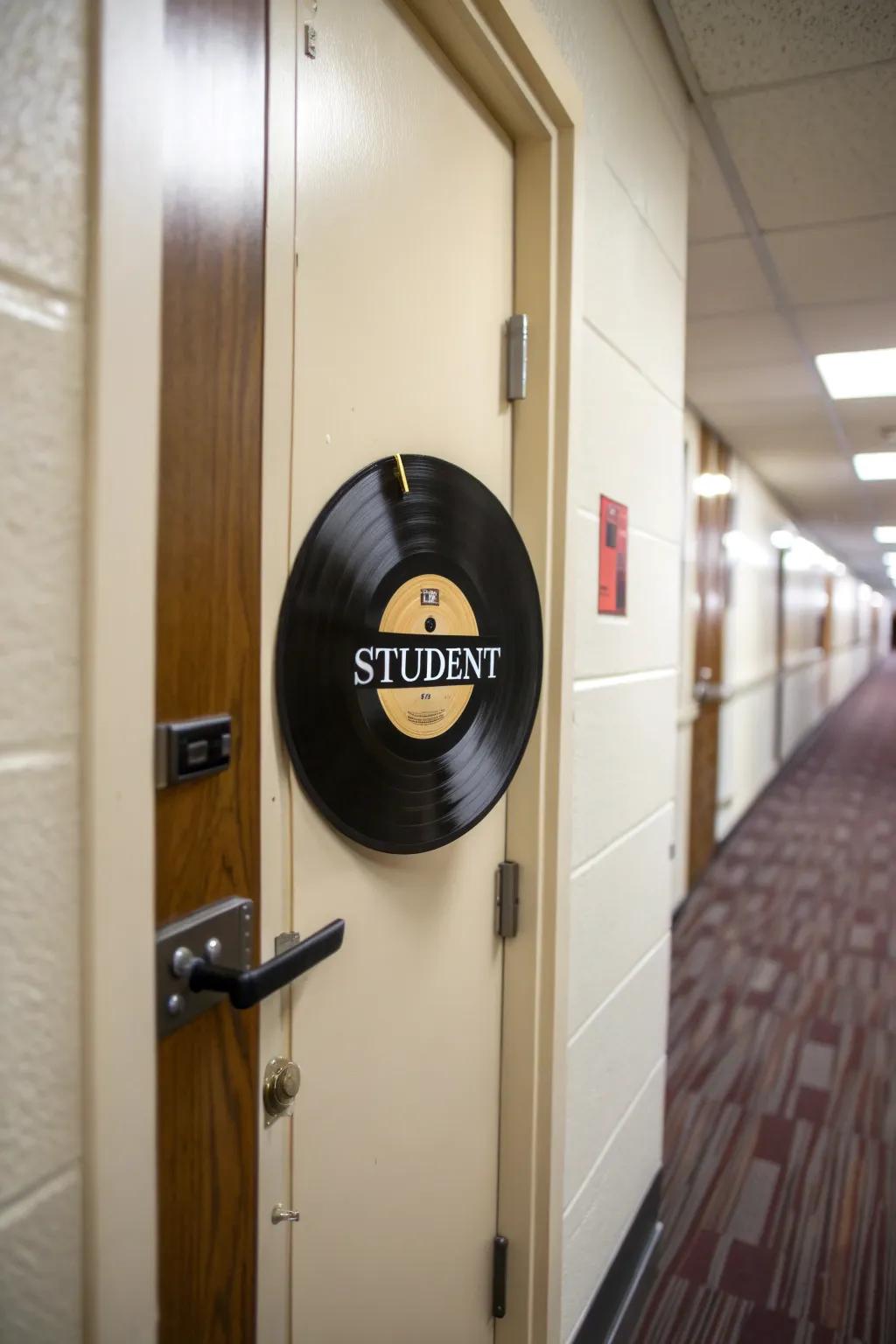 Vintage vinyl name tags bring a touch of nostalgia and musical flair.
