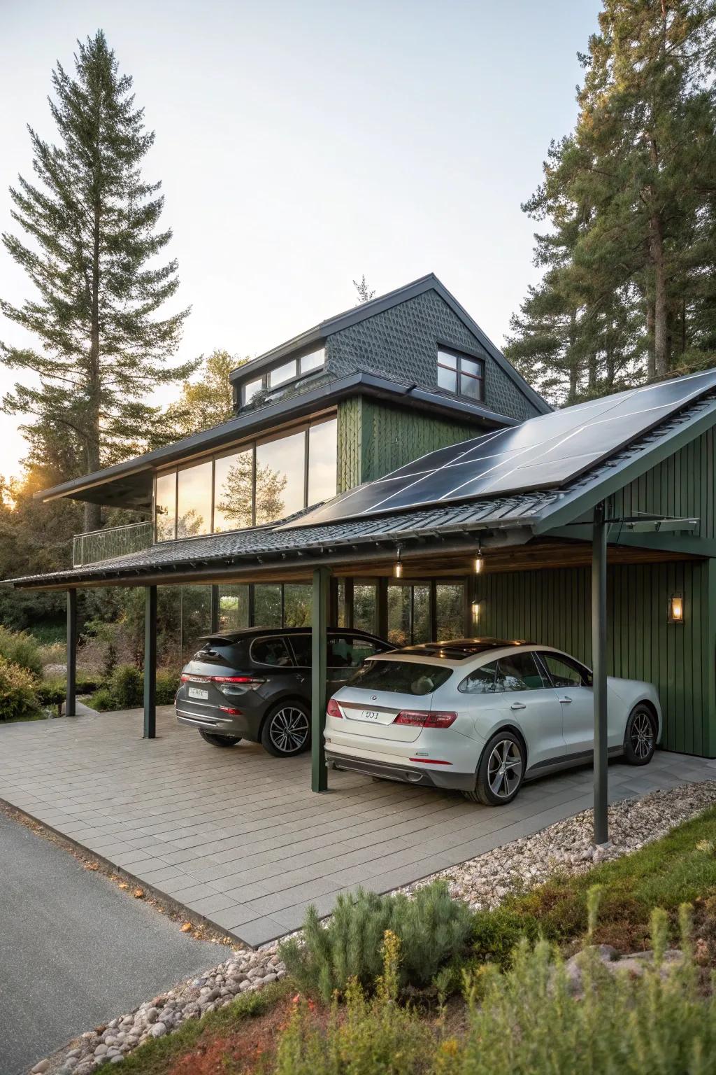A carport that powers your home with renewable energy.