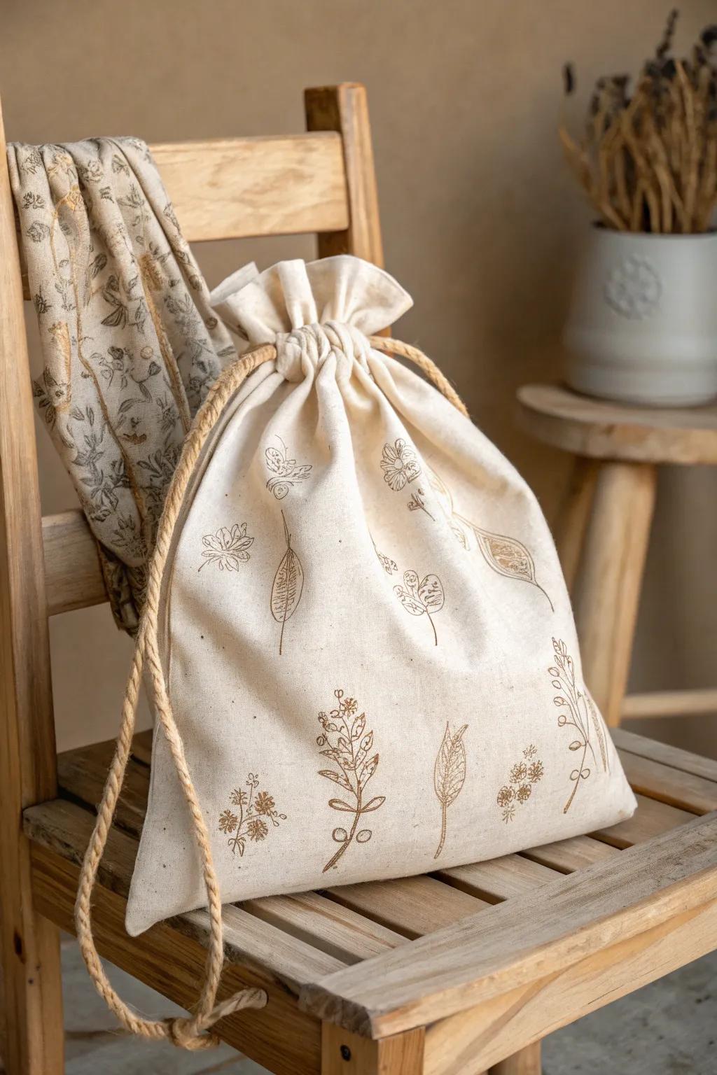 Transform your old t-shirt into a chic drawstring bag – a stylish, eco-friendly accessory that celebrates simplicity and creativity.