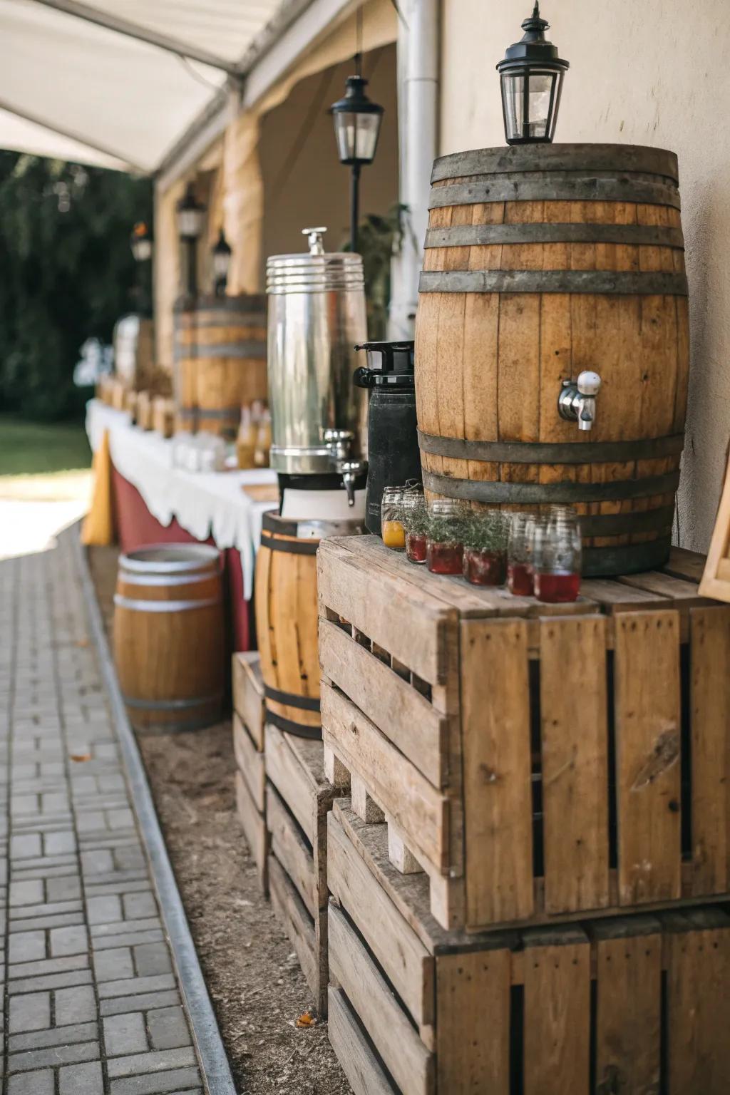 Vintage elements bring a touch of nostalgia to your drinks station.