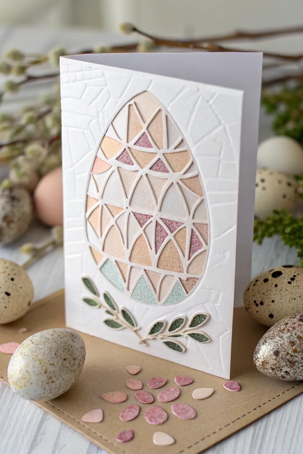 Transforming recyclables into art: Discover the delicate beauty of eggshell mosaics for your Easter cards.