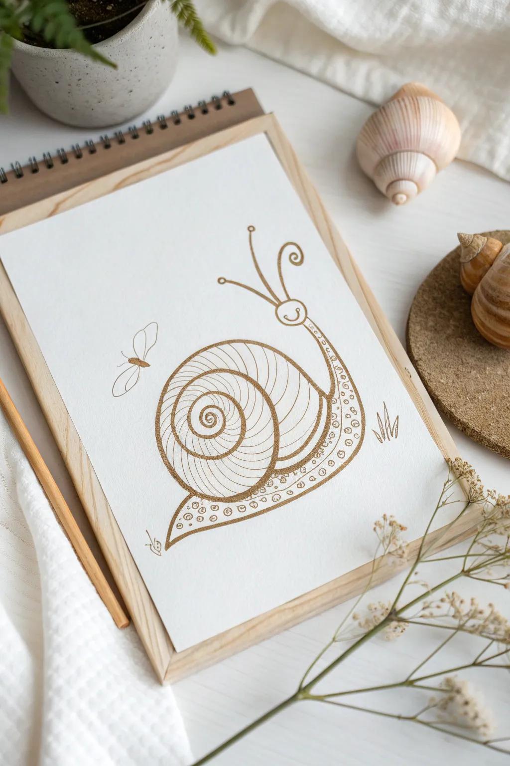 Discover the beauty in simplicity with our Swirly Snail drawing inspiration.