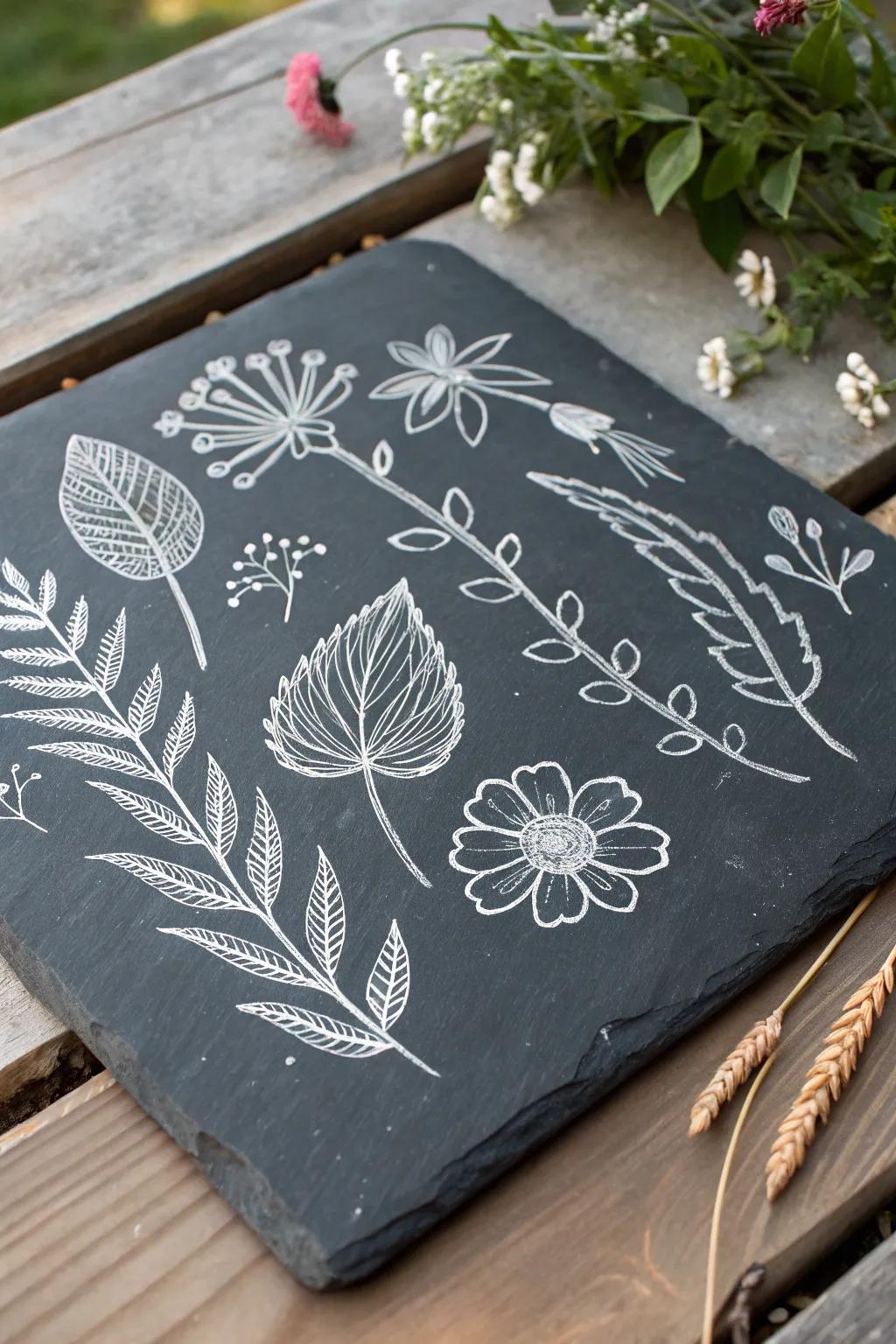 Unleash your creativity with nature's own palette - simplicity meets elegance in chalk art.
