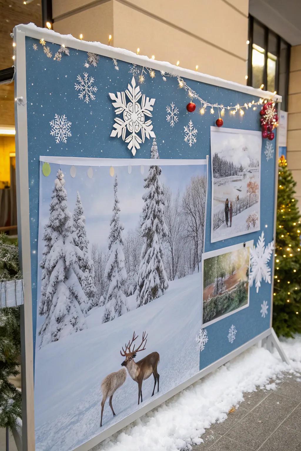 Transform your board into a winter wonderland with reindeer and snow.