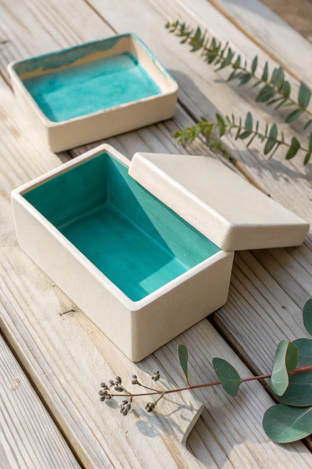 Discover the charm of simplicity with a pop of color – a clay box that surprises and delights.