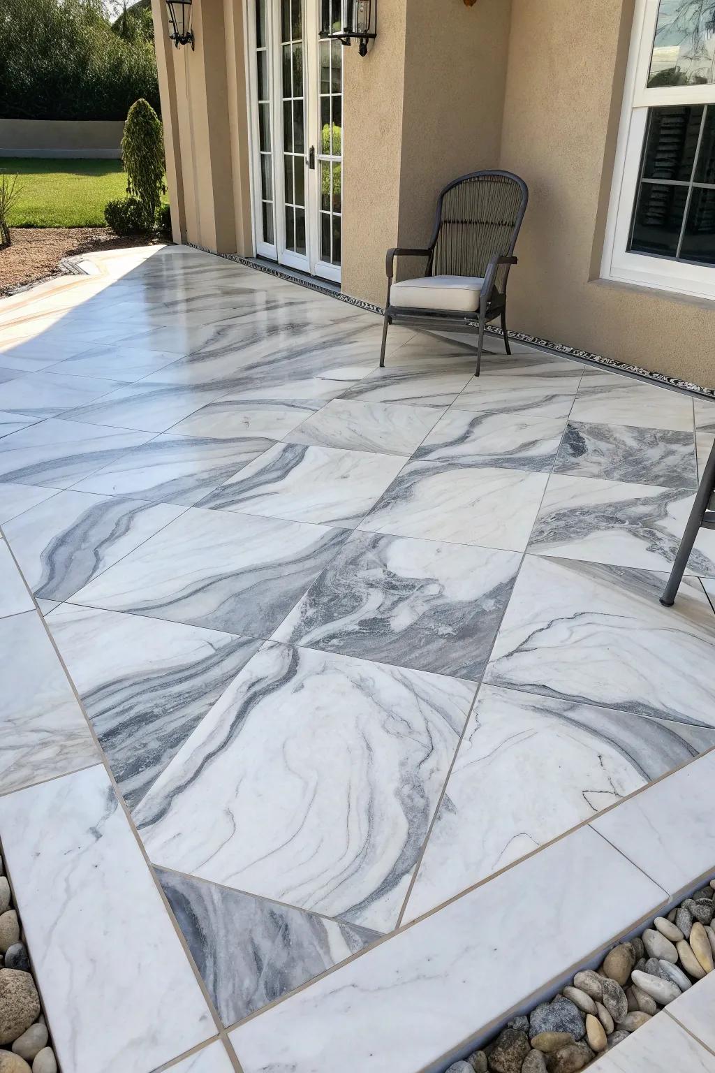 Transform your patio with the timeless elegance of faux marble.