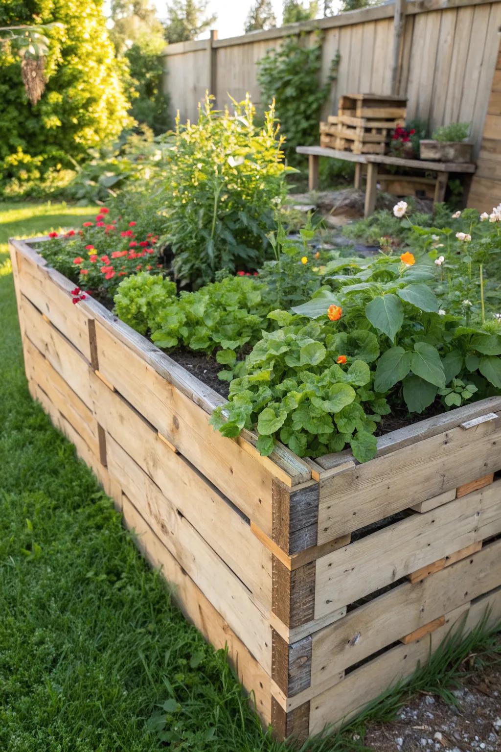 Transform awkward corners into verdant havens with a stylish pallet garden bed.