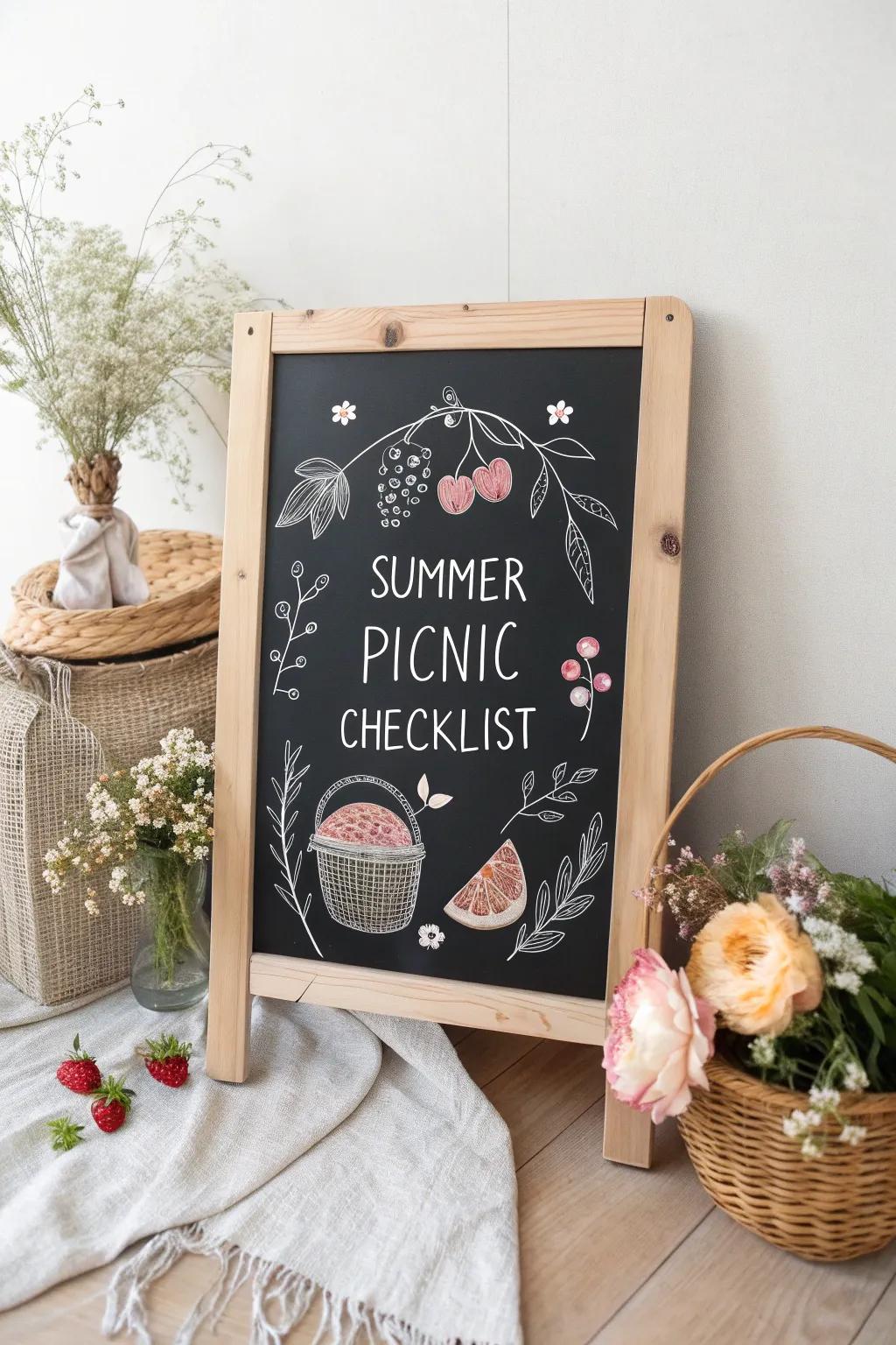 Embrace summer simplicity with a charming picnic checklist. Perfect for your minimalist decor!