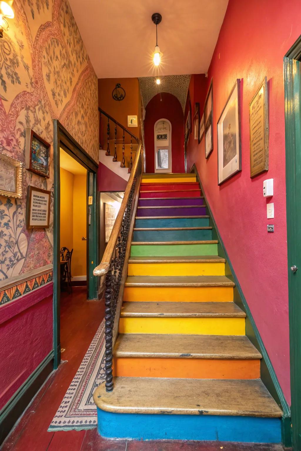 A bold color scheme can transform your staircase.