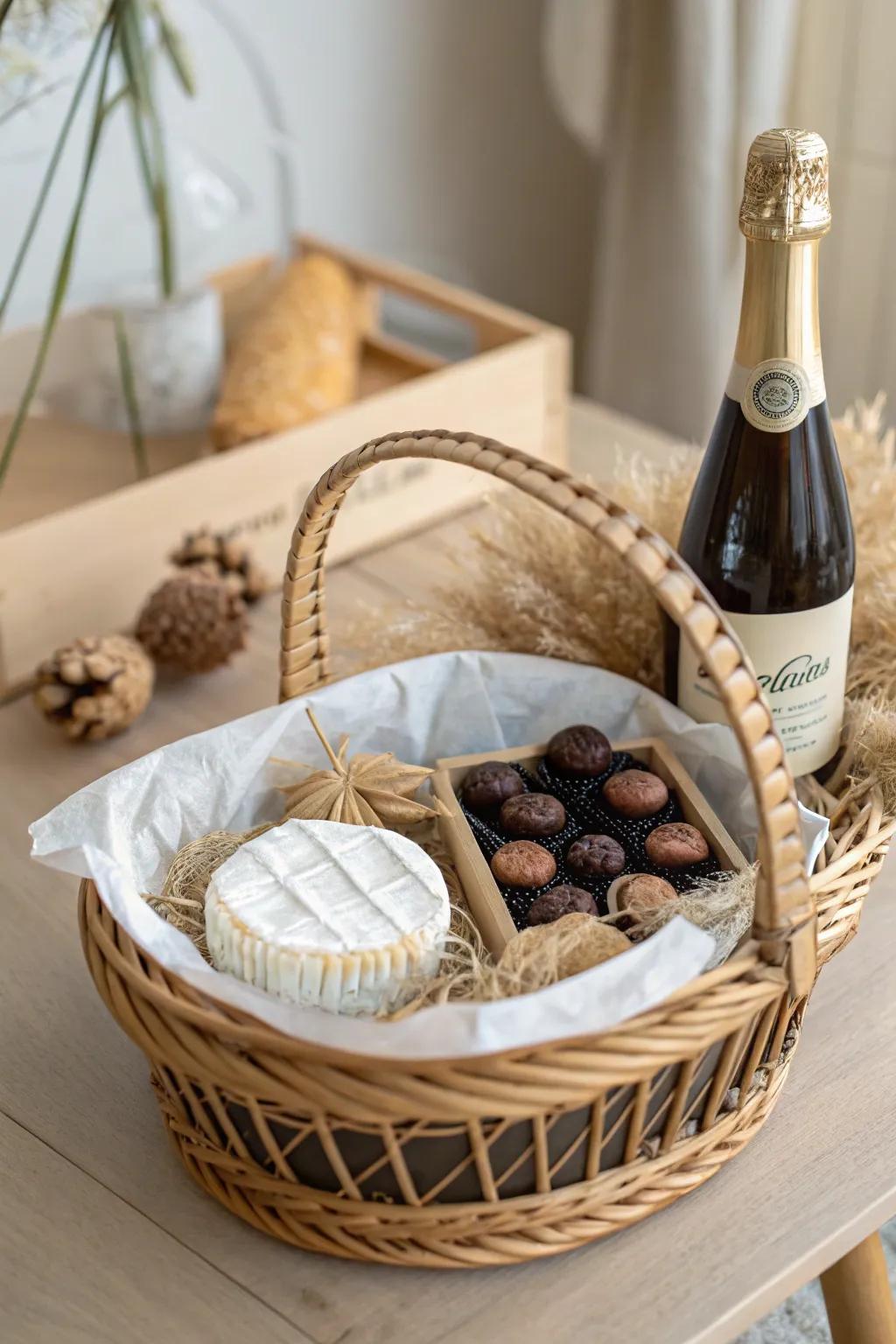 Elegance in a basket: Indulge in gourmet delights for the perfect family gathering.