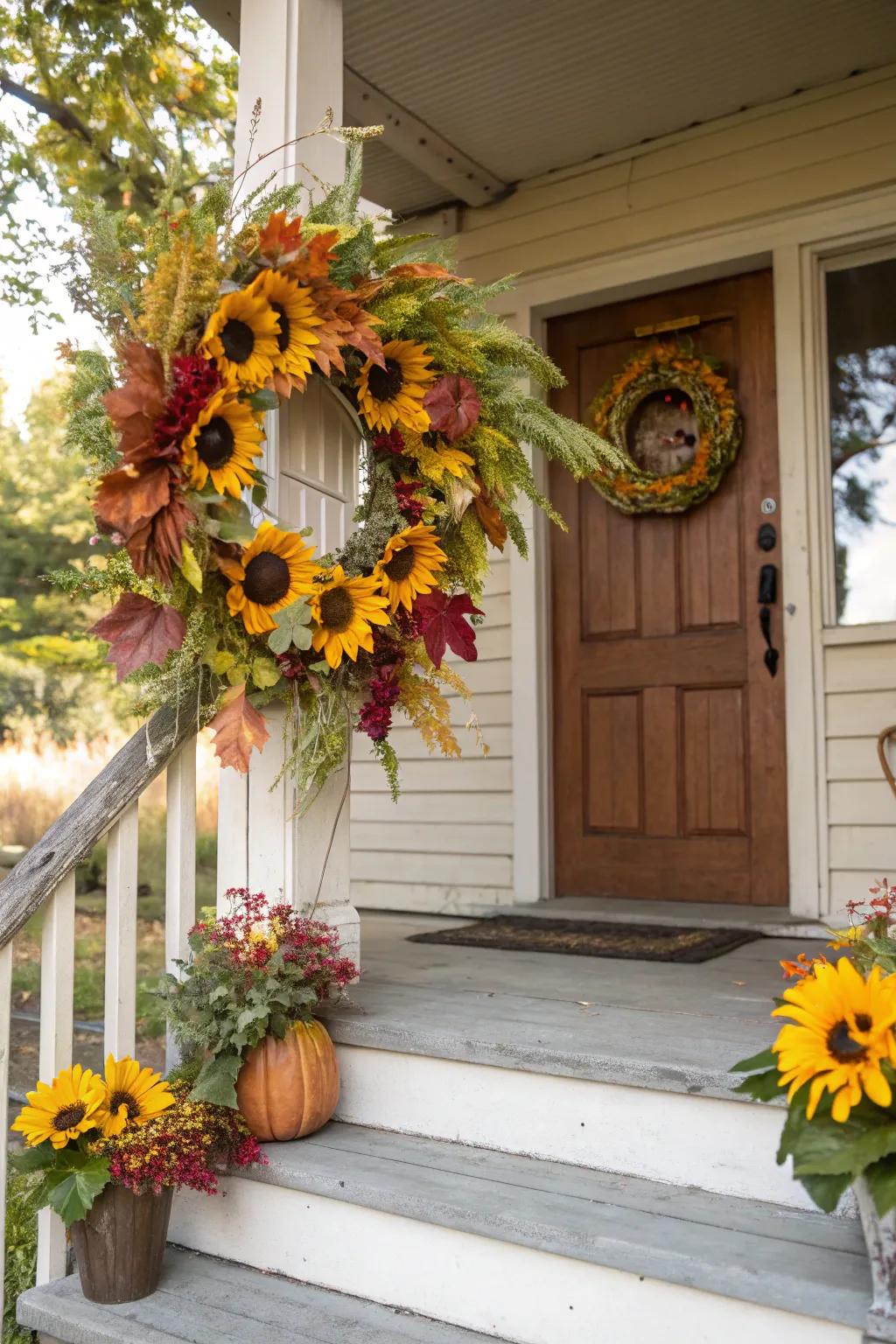 Seasonal elements bring freshness to your farmhouse wreath.