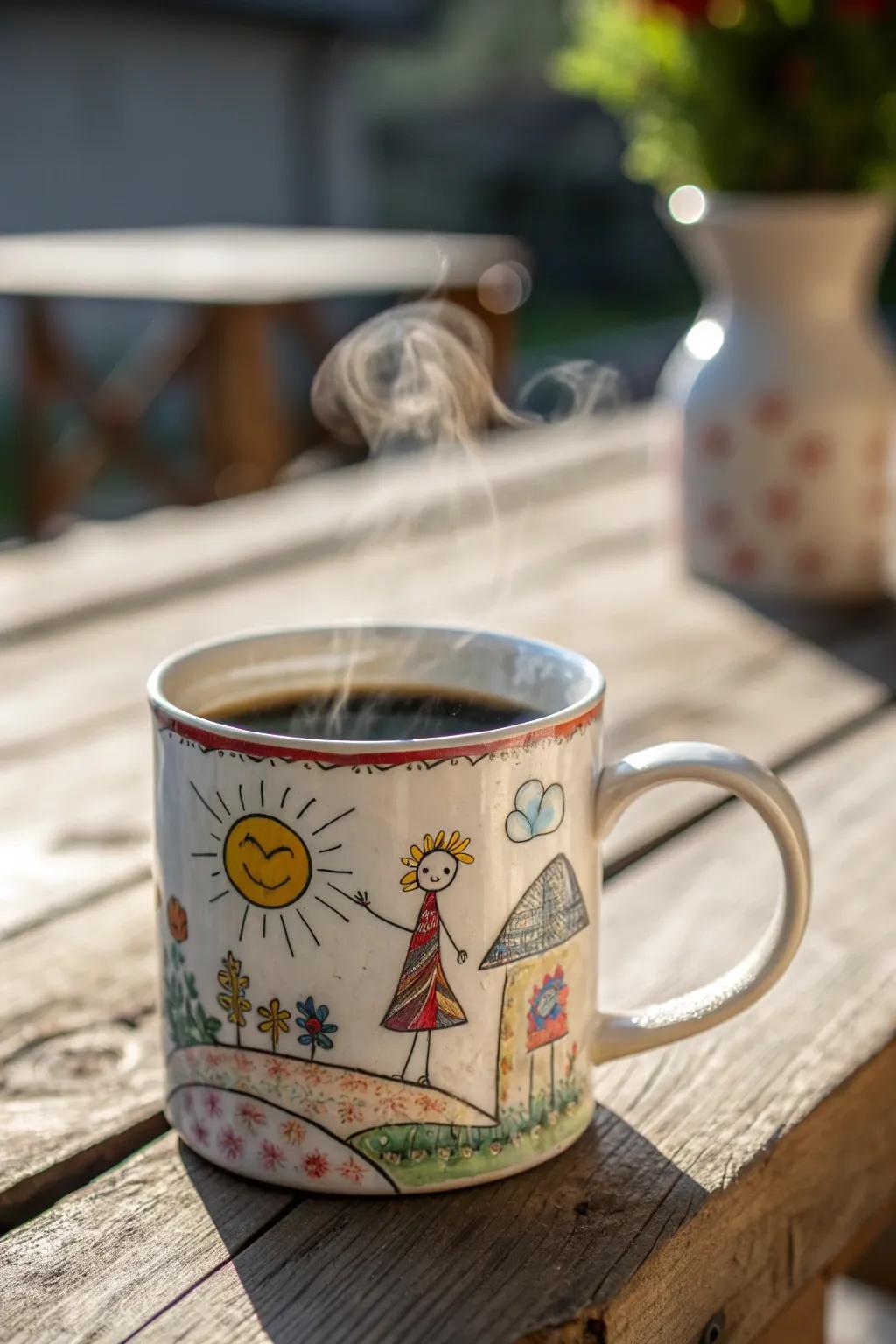 Start Dad's day with a sip of love—your child's masterpiece on his favorite mug.
