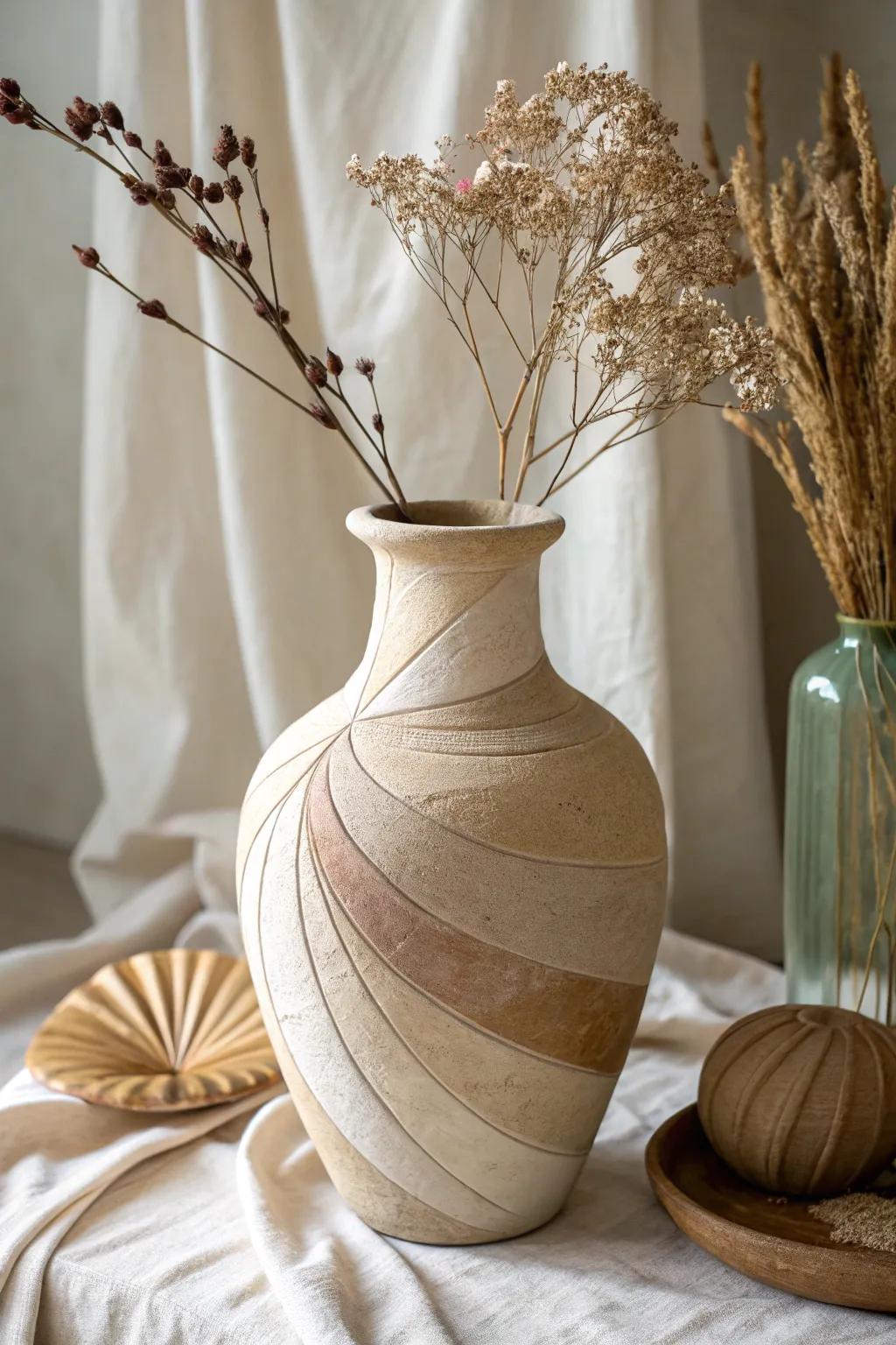 Discover the beauty of handcrafted elegance with our unique flat clay slab vases. Perfect for adding a touch of minimalist charm to any space.