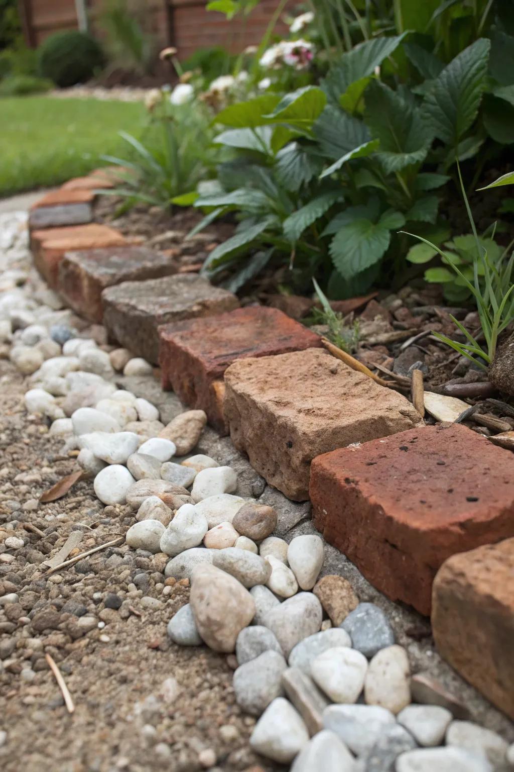 Elevate your garden's charm with a stunning blend of textures in this Scandinavian-inspired flower bed edging.