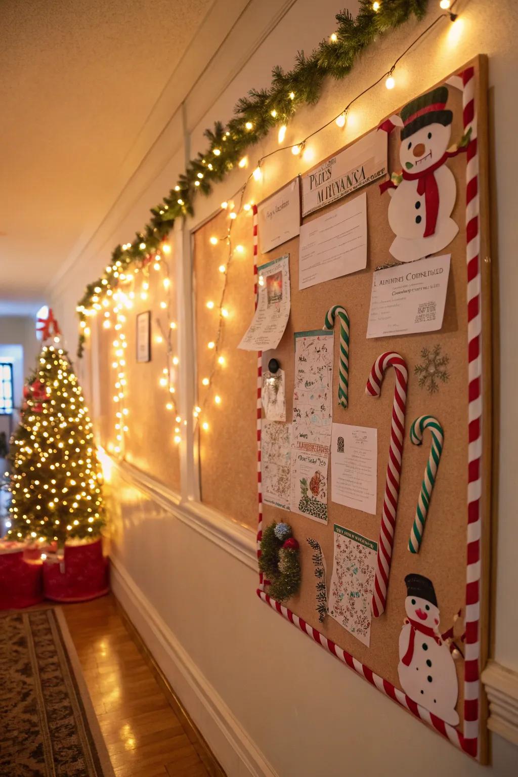 Classic Christmas elements add charm to your bulletin board.