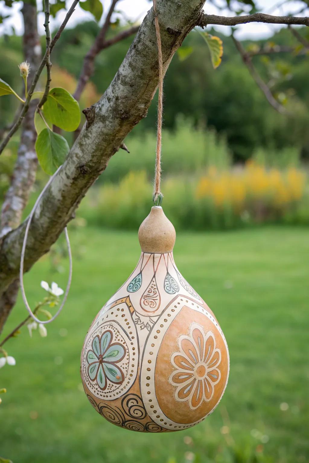 Elevate your garden with the serene beauty of painted gourds.
