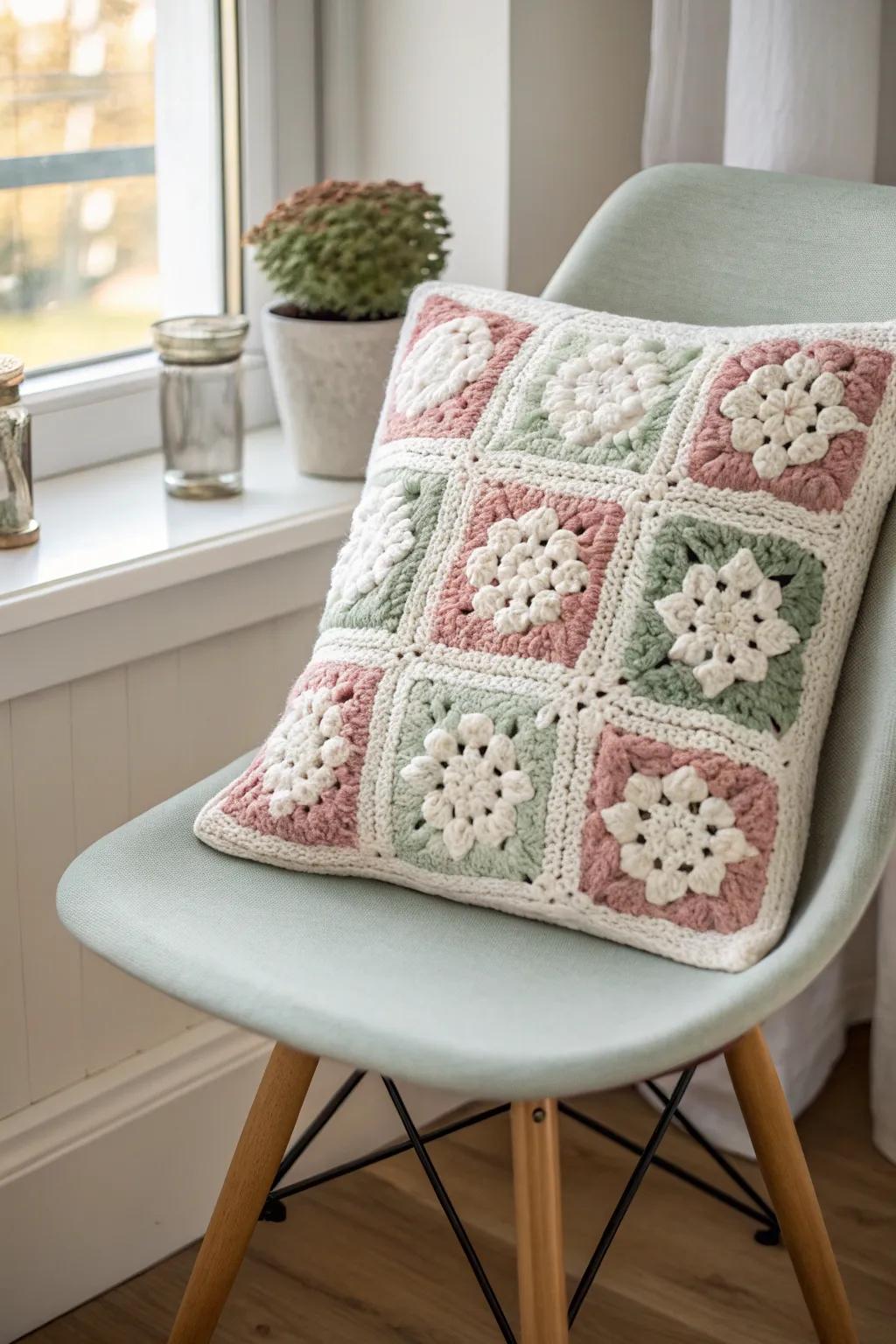 Cozy up with a touch of handmade elegance. 🌿✨ #GrannySquareLove