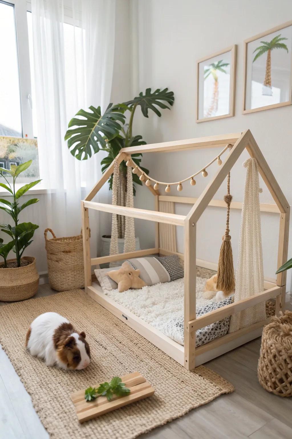 Transform your guinea pig's home into a Tropical Paradise with a touch of Scandinavian minimalism and boho charm. 🏝️🐹