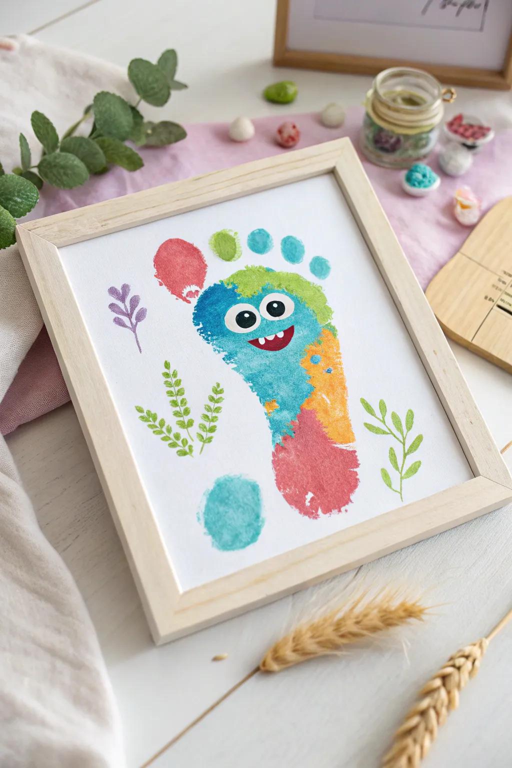 Tiny toes, big imagination! Transform your little one's footprints into adorable monsters for a delightful Halloween craft. 🎨👣