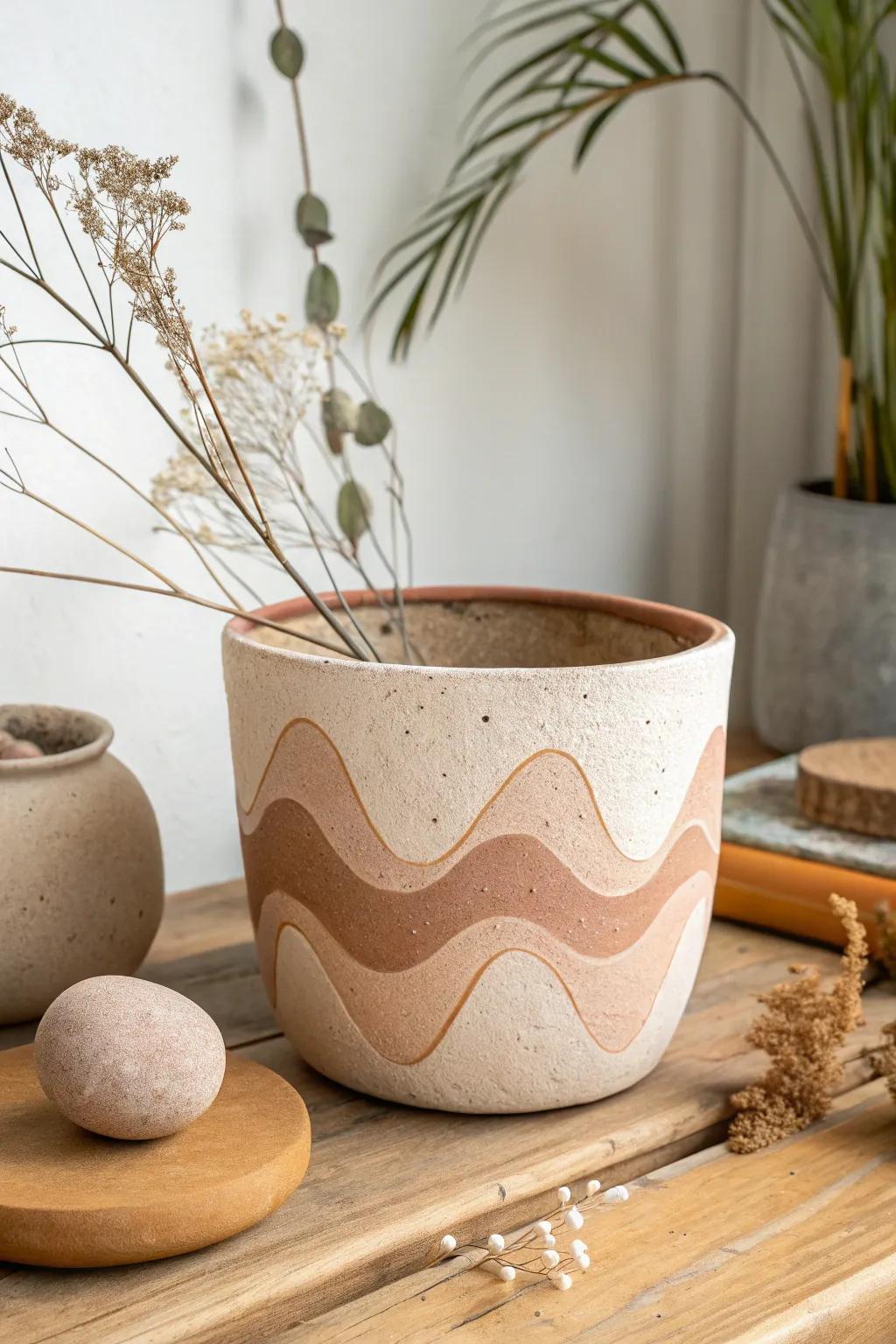Elevate your space with handcrafted elegance: a unique planter that embodies creativity and natural beauty.