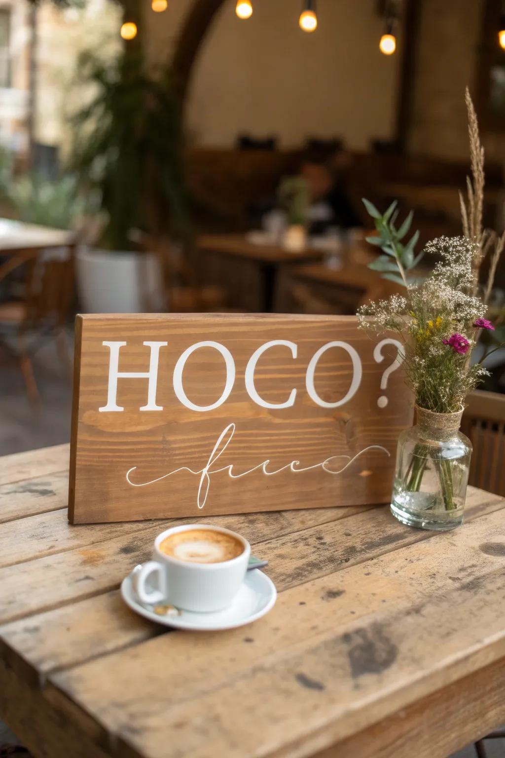 Craft your perfect 'hoco' moment with a touch of minimalist charm. 🌿☕ #HomecomingProposal #ScandiBoho