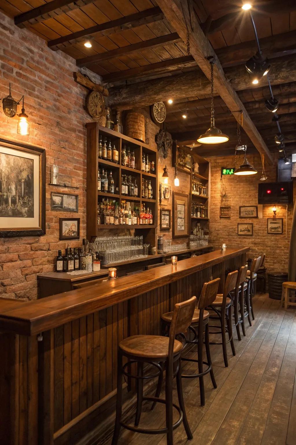 Rustic themes add warmth and charm to your whiskey bar.