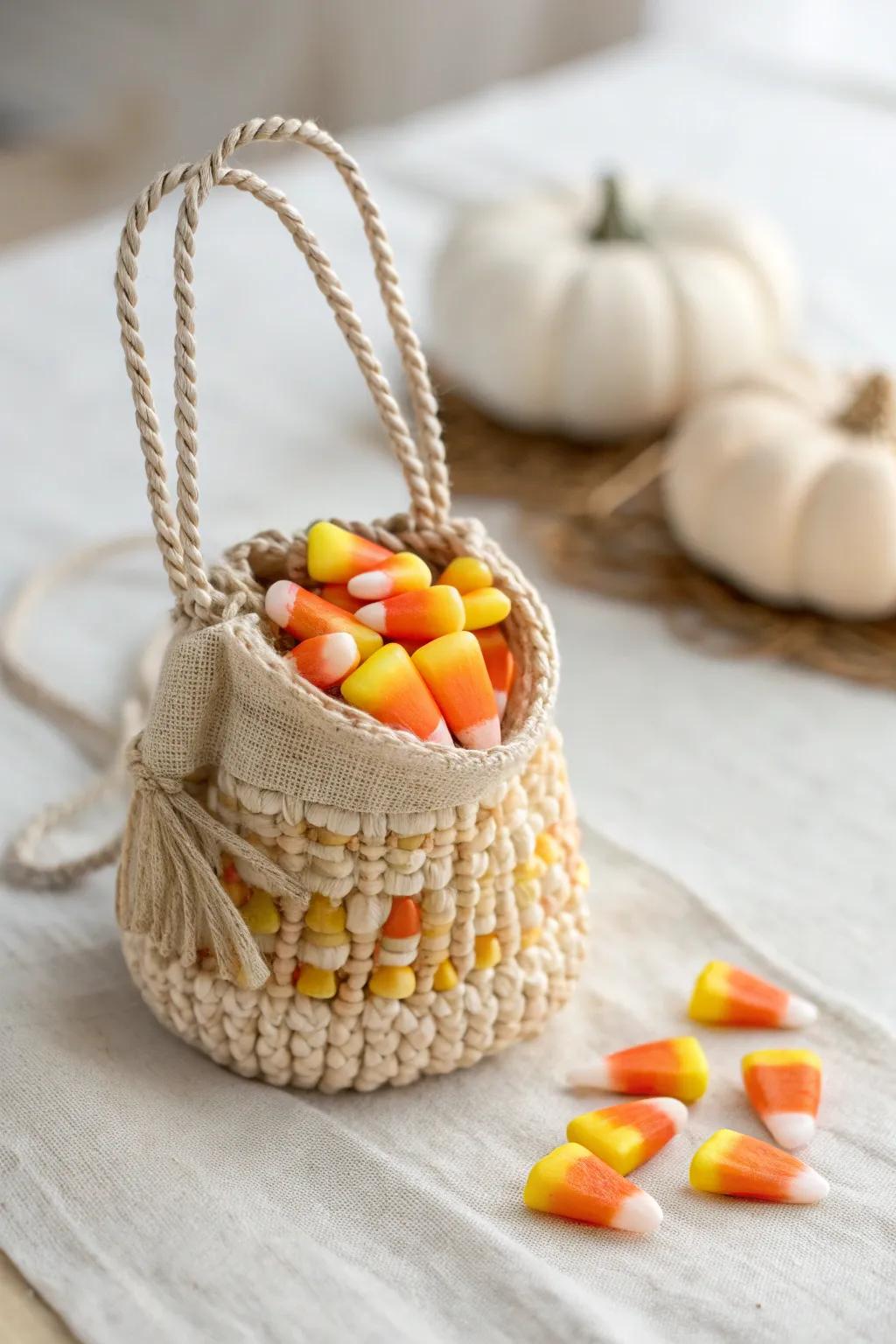Celebrate Halloween with a touch of minimalist charm: Candy Corn Inspired Bags.