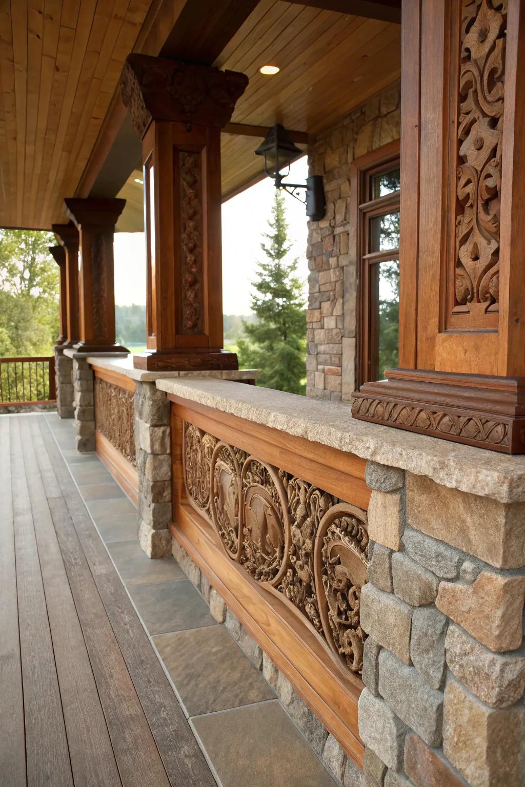 Introduce texture with wood and stone elements on your ledge.