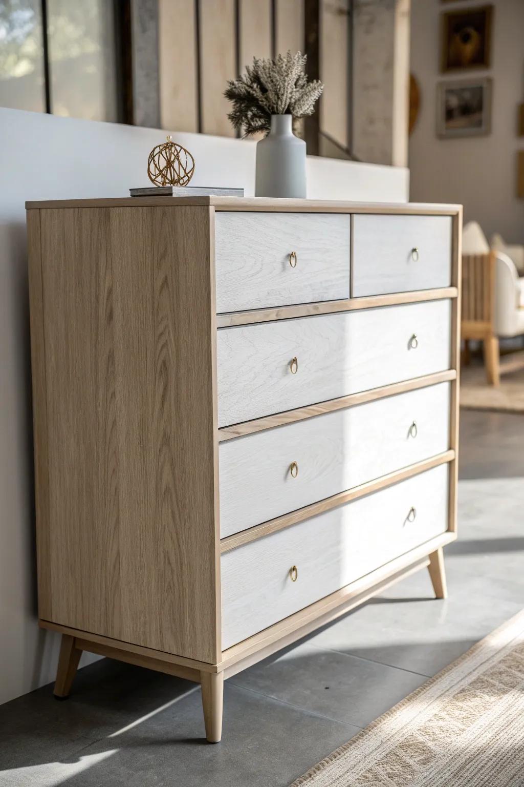 Elevate your space with a chic two-tone plywood look.