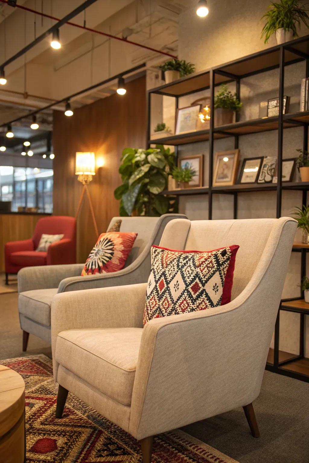 Comfortable seating areas encourage relaxation and conversation.