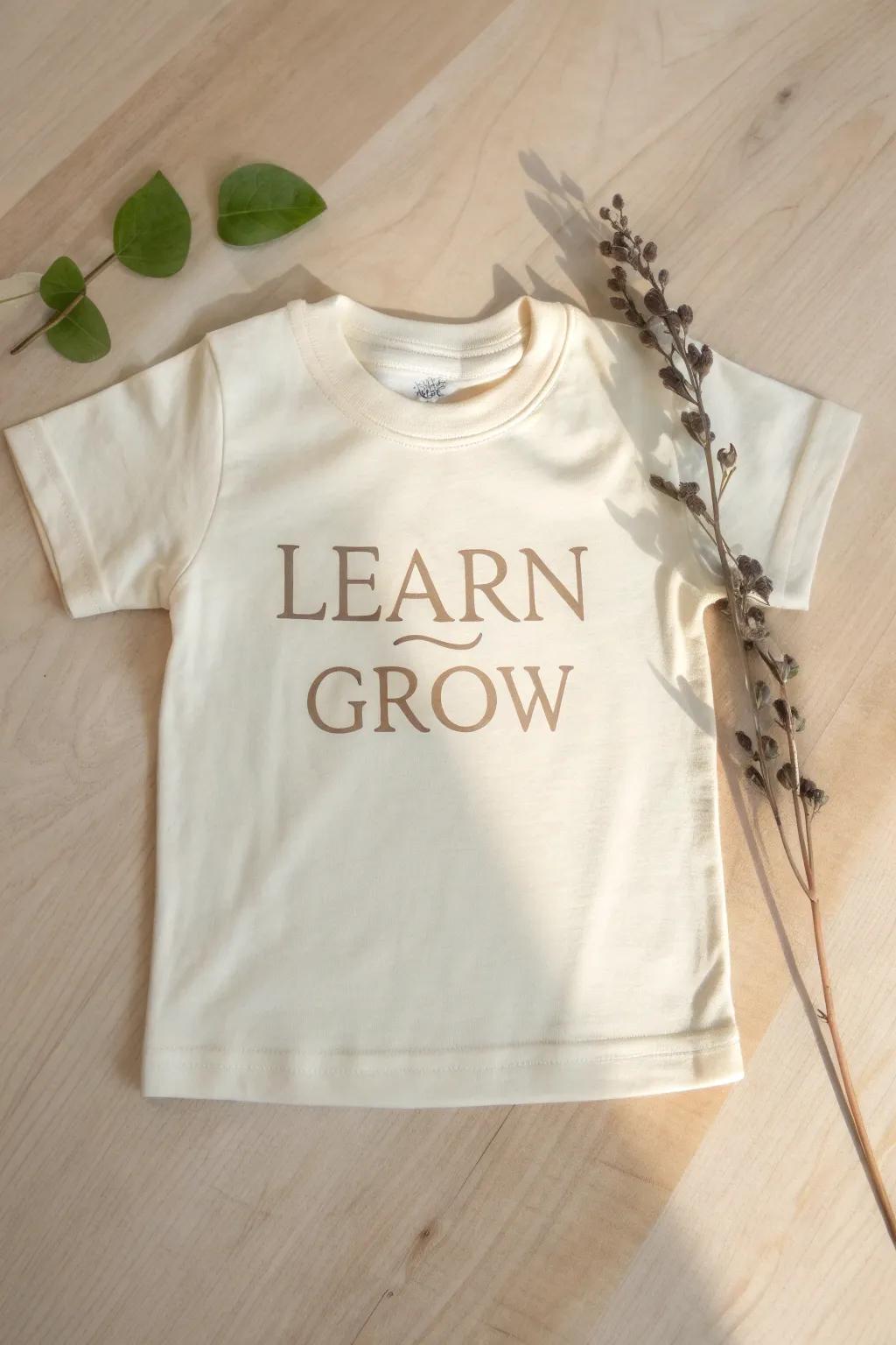 Inspire little minds with a t-shirt that encourages them to 'Learn' and 'Grow'. Perfect for preschool adventures!