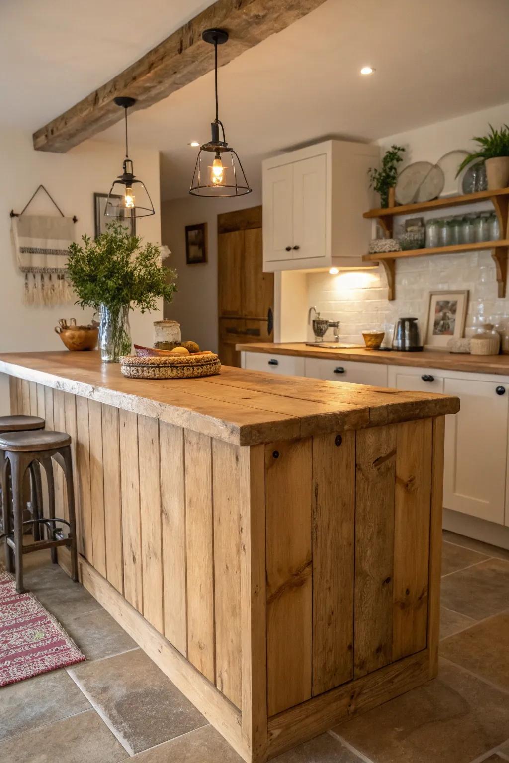 A rustic wooden extension bringing warmth to a modern kitchen.