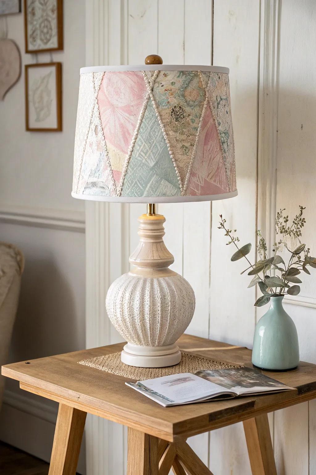 Illuminate your space with a mixed media lampshade masterpiece, where art meets light.